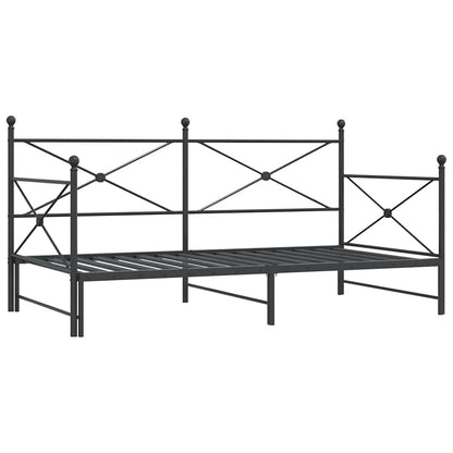 Black Steel Daybed with Trundle - 100x200 cm, No Mattress Included