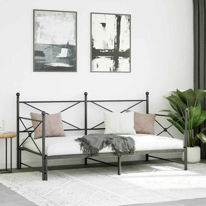 Black Steel Daybed with Trundle - 100x200 cm, No Mattress Included