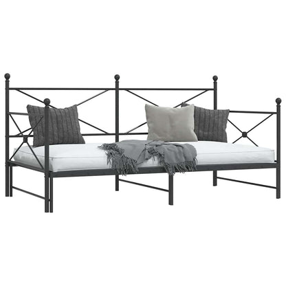 Black Steel Daybed with Trundle - 100x200 cm, No Mattress Included