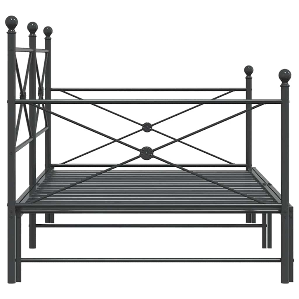 Black Steel Daybed with Trundle - 100x200 cm, No Mattress Included
