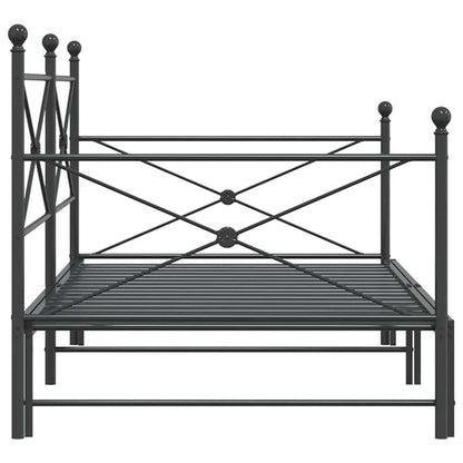 Black Steel Daybed with Trundle - 100x200 cm, No Mattress Included