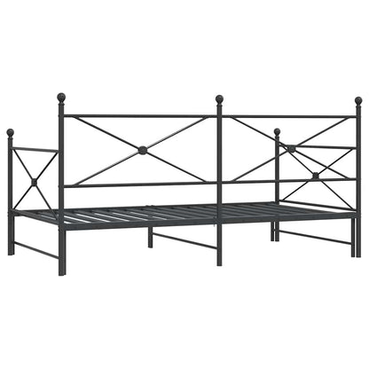Black Steel Daybed with Trundle - 100x200 cm, No Mattress Included