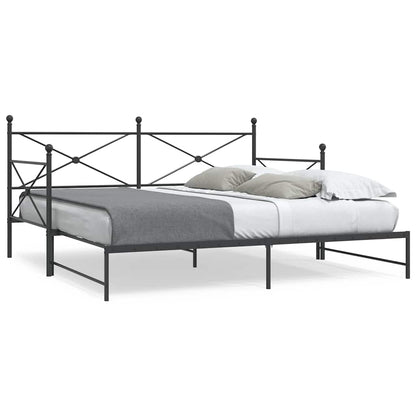 Black Steel Daybed with Trundle - 100x200 cm, No Mattress Included