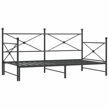 Black Steel Daybed with Trundle, No Mattress, 107x203 cm