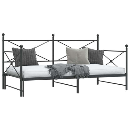 Black Steel Daybed with Trundle, No Mattress, 107x203 cm