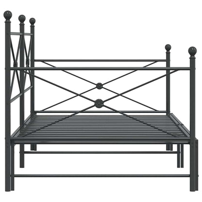 Black Steel Daybed with Trundle, No Mattress, 107x203 cm