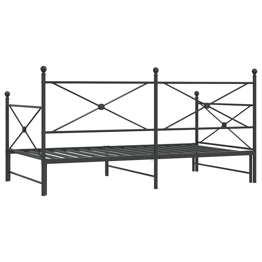 Black Steel Daybed with Trundle, No Mattress, 107x203 cm