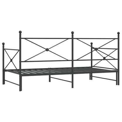 Black Steel Daybed with Trundle, No Mattress, 107x203 cm