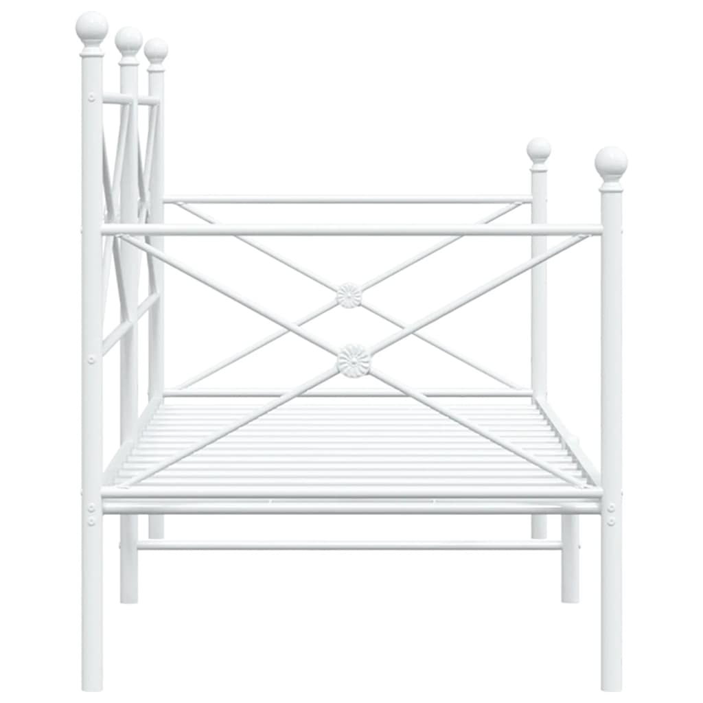 White Steel Day Bed Frame 75x190 cm - No Mattress Included