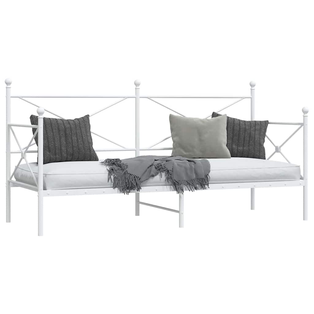 White Steel Day Bed Frame 80x200 cm - No Mattress Included