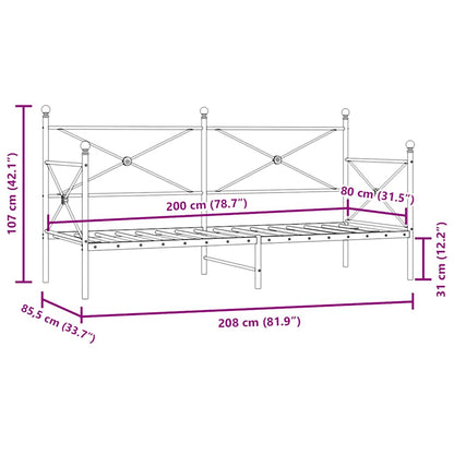 White Steel Day Bed Frame 80x200 cm - No Mattress Included