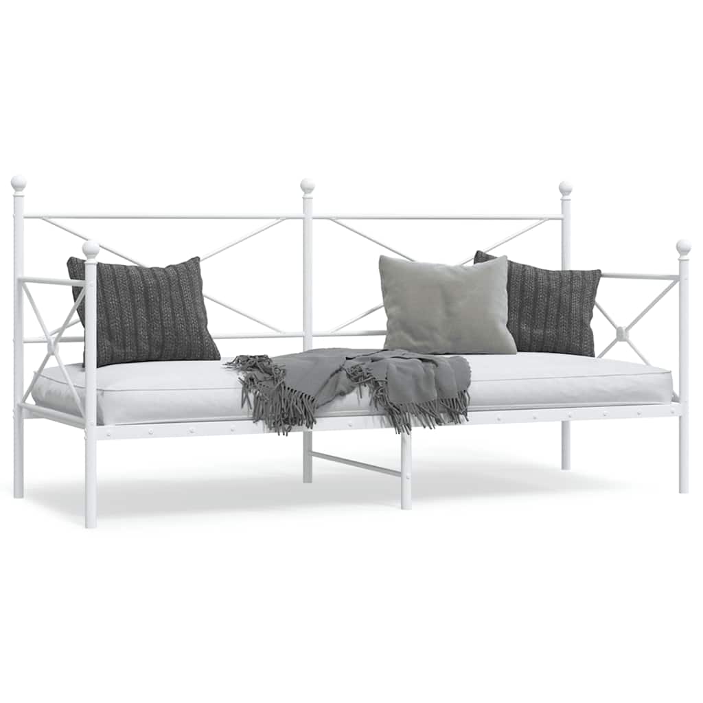 White Steel Day Bed Frame 80x200 cm - No Mattress Included