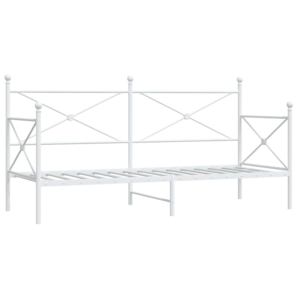 White Steel Day Bed Frame 90x190 cm - No Mattress Included