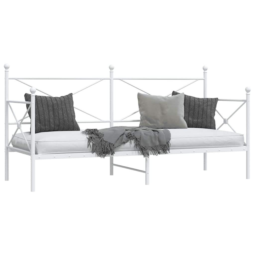 White Steel Day Bed Frame 90x190 cm - No Mattress Included