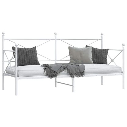 White Steel Day Bed Frame 90x190 cm - No Mattress Included