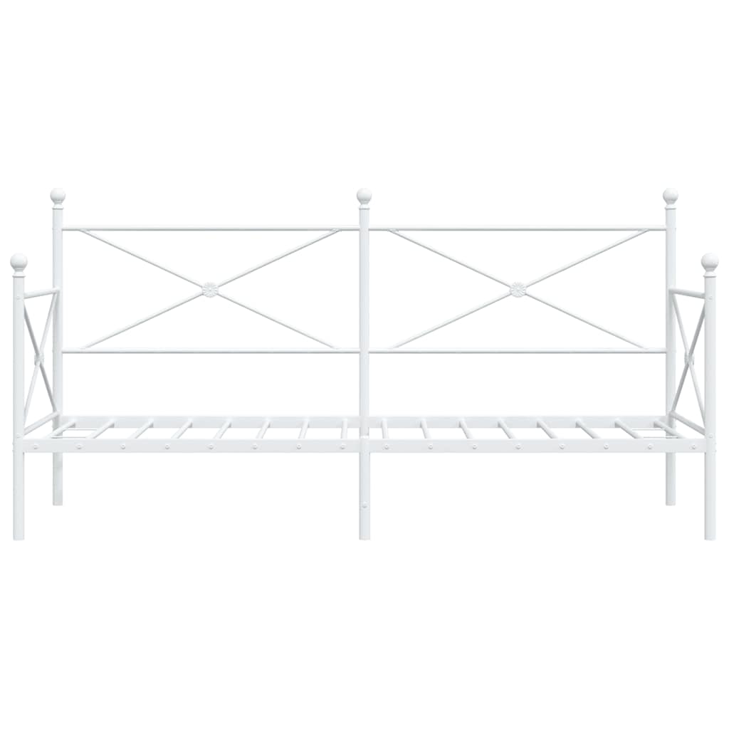 White Steel Day Bed Frame 90x190 cm - No Mattress Included
