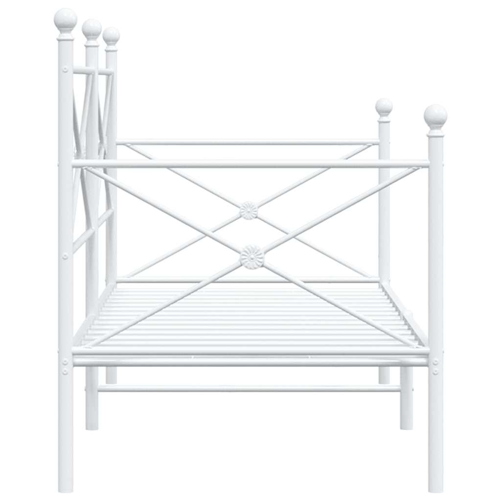 White Steel Day Bed Frame 90x190 cm - No Mattress Included