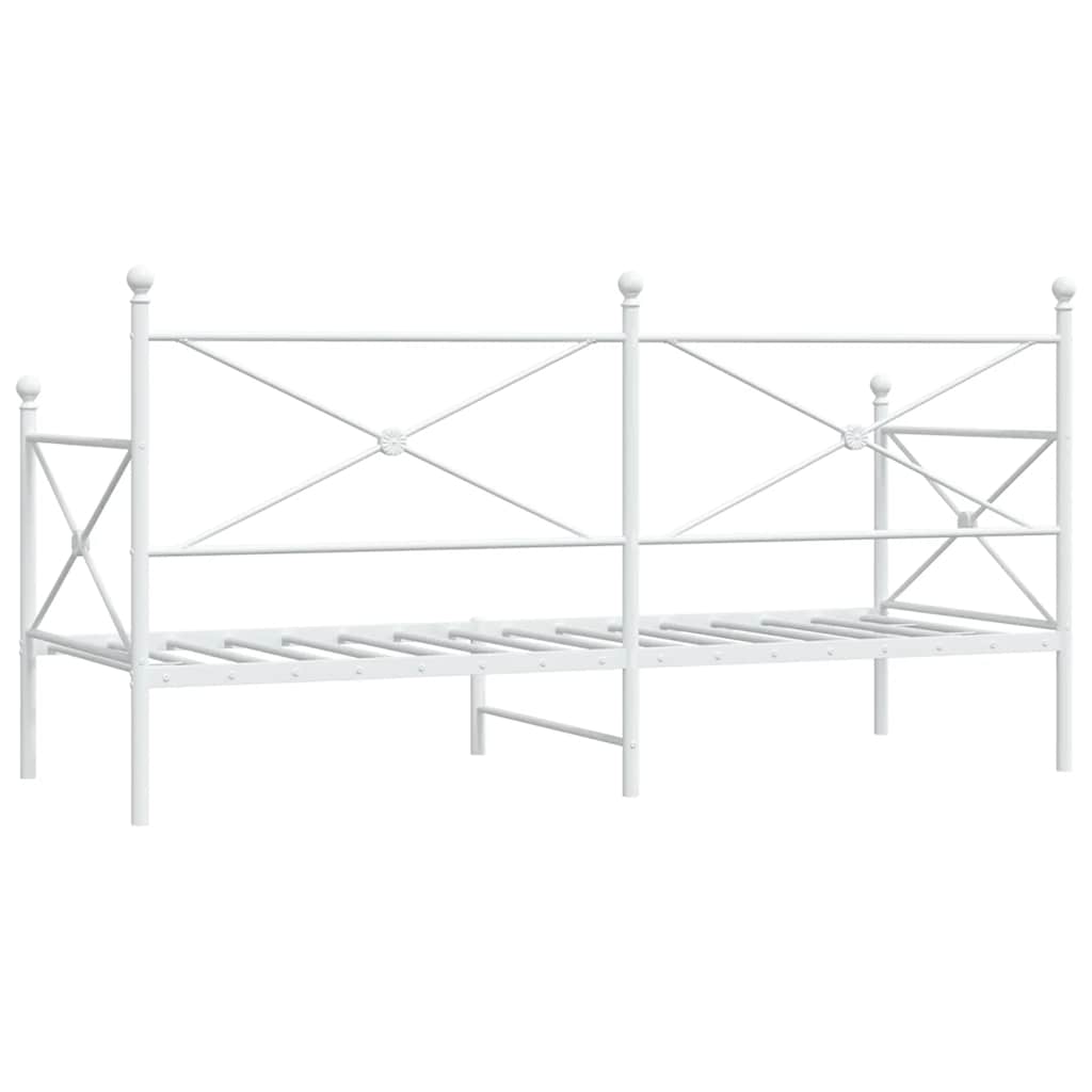 White Steel Day Bed Frame 90x190 cm - No Mattress Included