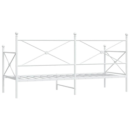 White Steel Day Bed Frame 90x190 cm - No Mattress Included