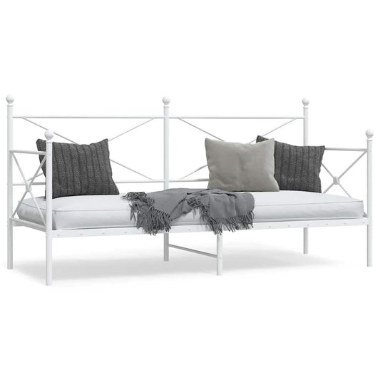 White Steel Day Bed Frame 90x190 cm - No Mattress Included