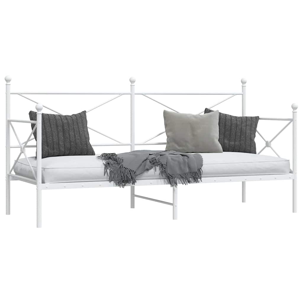 White Steel Day Bed Frame 90x200 cm - No Mattress Included