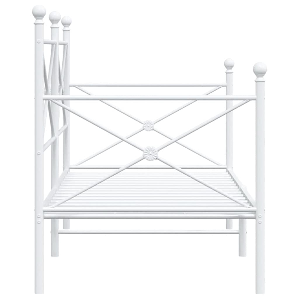 White Steel Day Bed Frame 90x200 cm - No Mattress Included