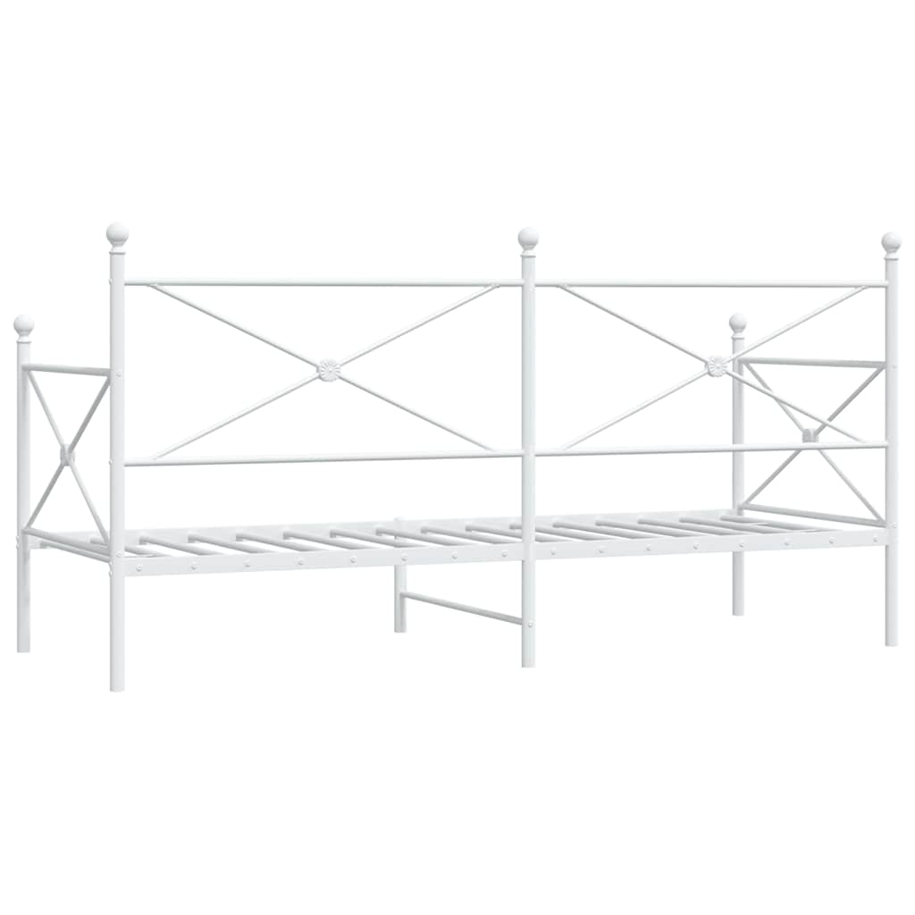 White Steel Day Bed Frame 90x200 cm - No Mattress Included