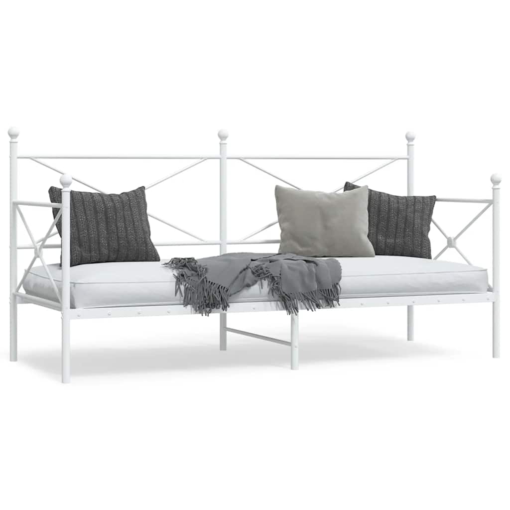 White Steel Day Bed Frame 90x200 cm - No Mattress Included