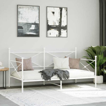 White Steel Day Bed Frame 100x190 cm - Mattress Not Included