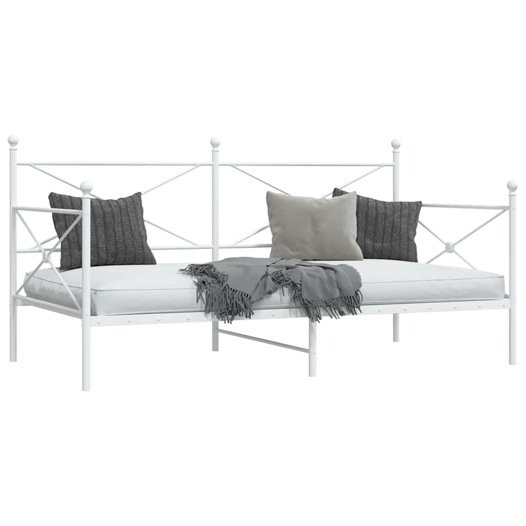 White Steel Day Bed Frame 100x190 cm - Mattress Not Included