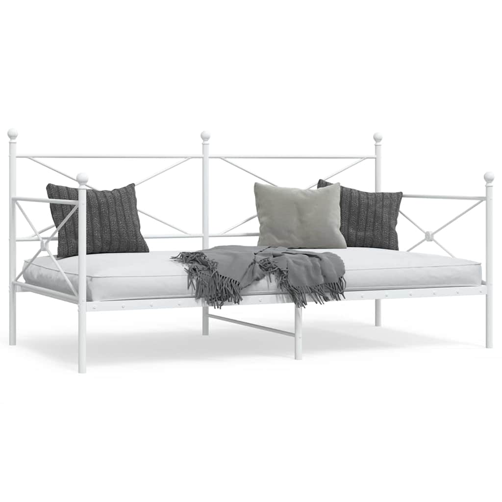 White Steel Day Bed Frame 100x190 cm - Mattress Not Included