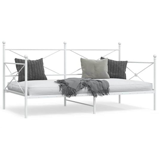 White Steel Day Bed Frame 100x190 cm - Mattress Not Included