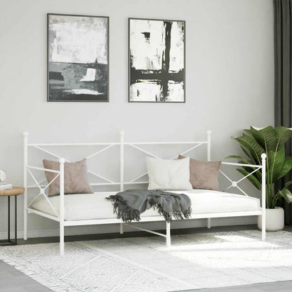 White Steel Day Bed Frame 107x203 cm - No Mattress Included