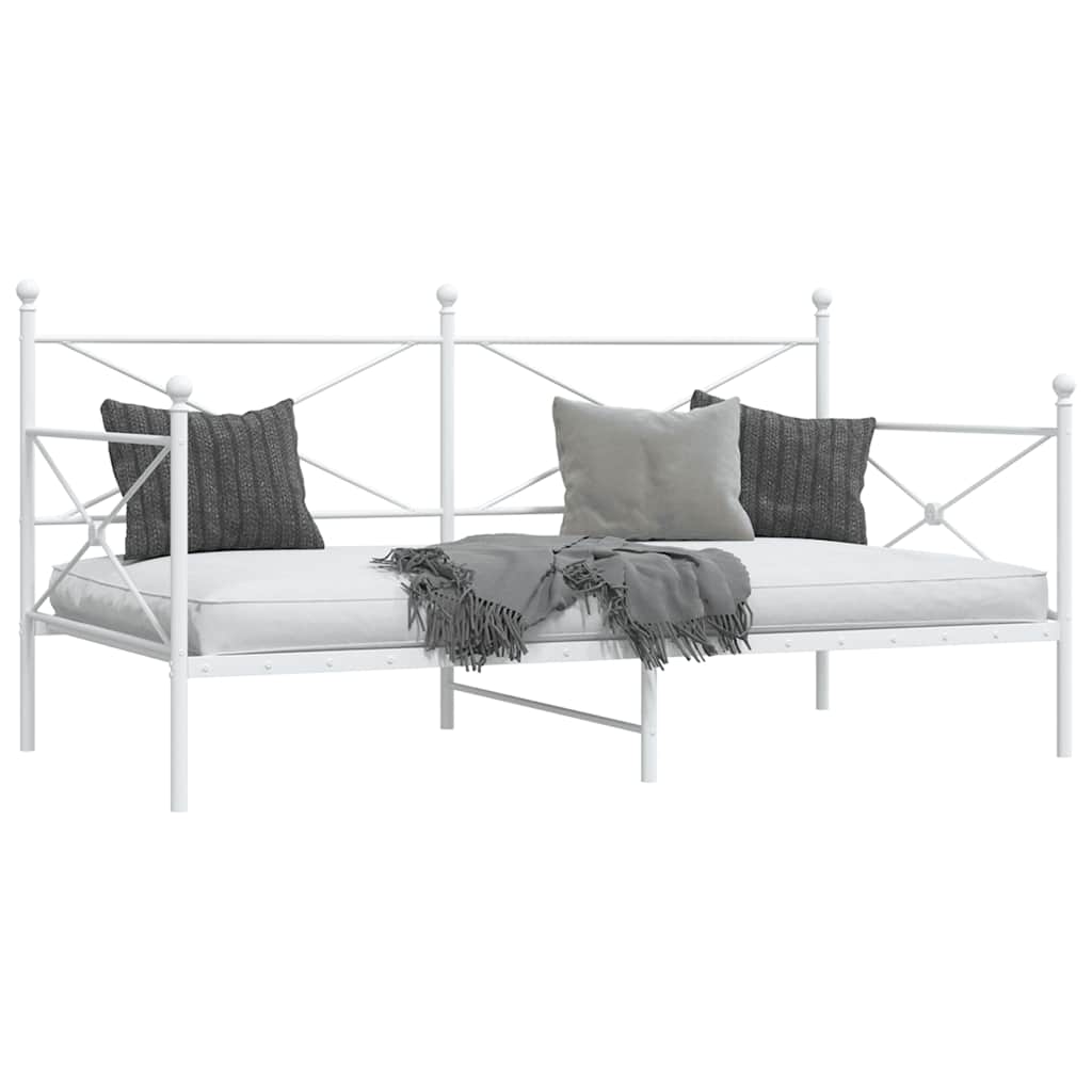 White Steel Day Bed Frame 107x203 cm - No Mattress Included