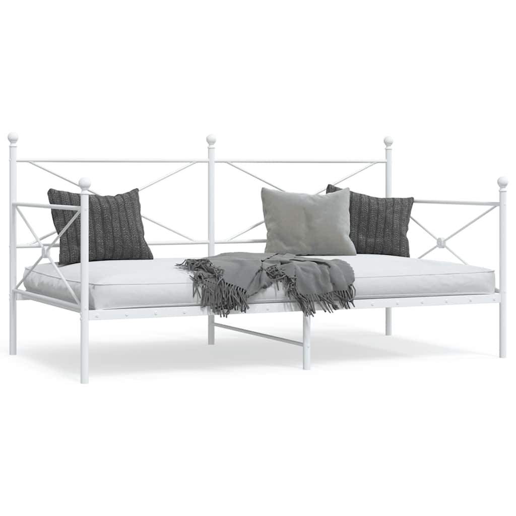White Steel Day Bed Frame 107x203 cm - No Mattress Included