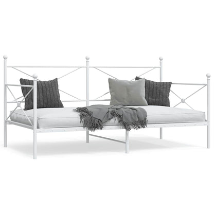 White Steel Day Bed Frame 107x203 cm - No Mattress Included