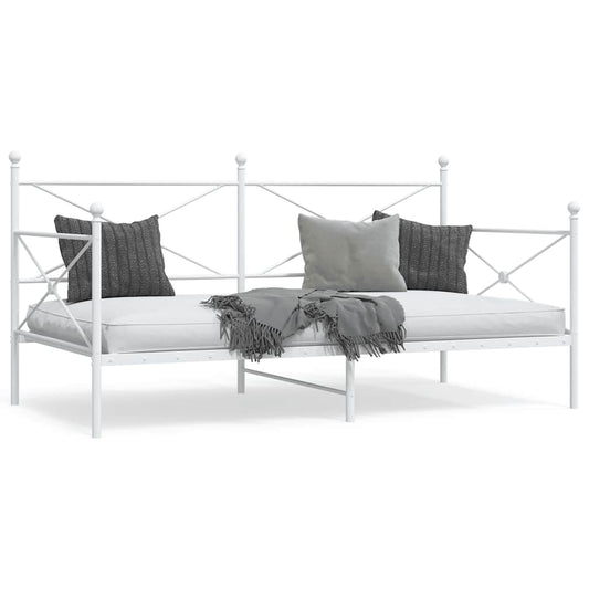 White Steel Day Bed Frame 107x203 cm - No Mattress Included