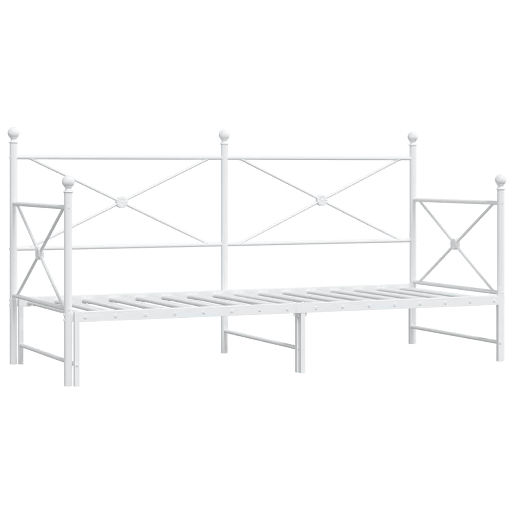 White Steel Daybed with Trundle - 90x190 cm, Without Mattress