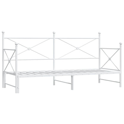 White Steel Daybed with Trundle - 90x190 cm, Without Mattress