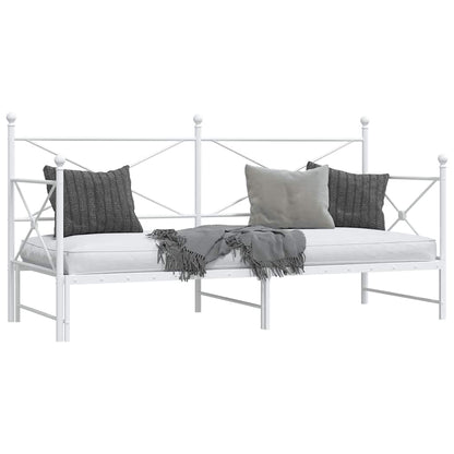 White Steel Daybed with Trundle - 90x190 cm, Without Mattress