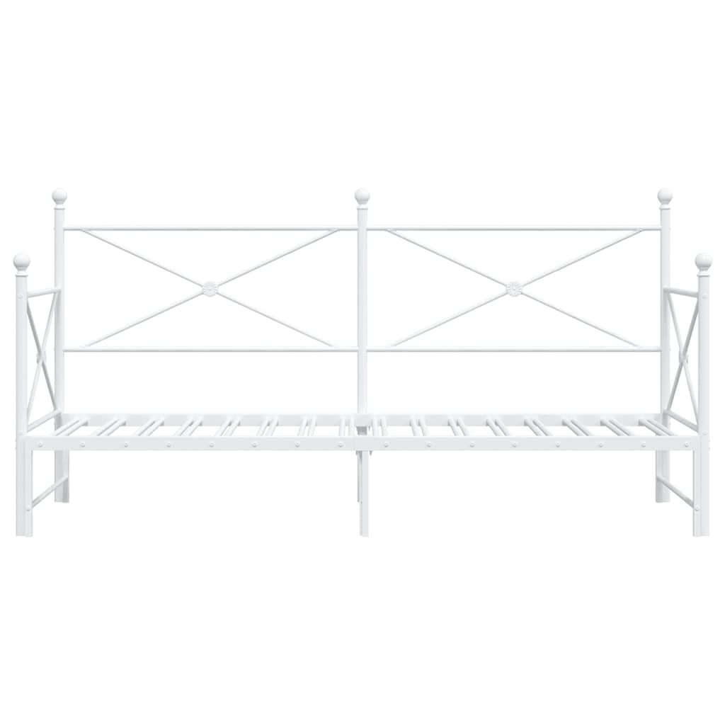 White Steel Daybed with Trundle - 90x190 cm, Without Mattress