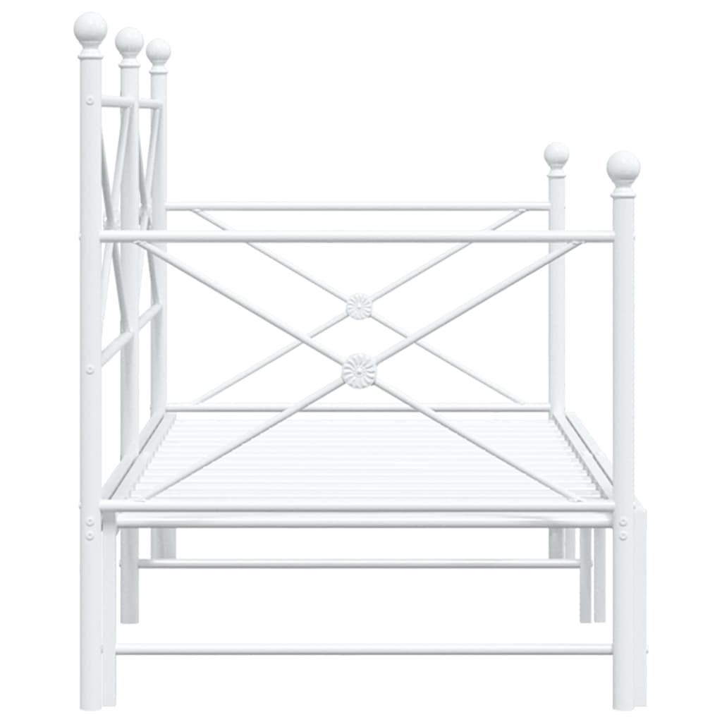 White Steel Daybed with Trundle - 90x190 cm, Without Mattress