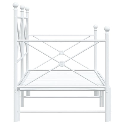 White Steel Daybed with Trundle - 90x190 cm, Without Mattress