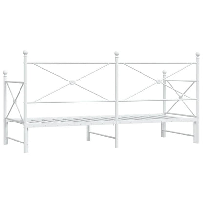 White Steel Daybed with Trundle - 90x190 cm, Without Mattress