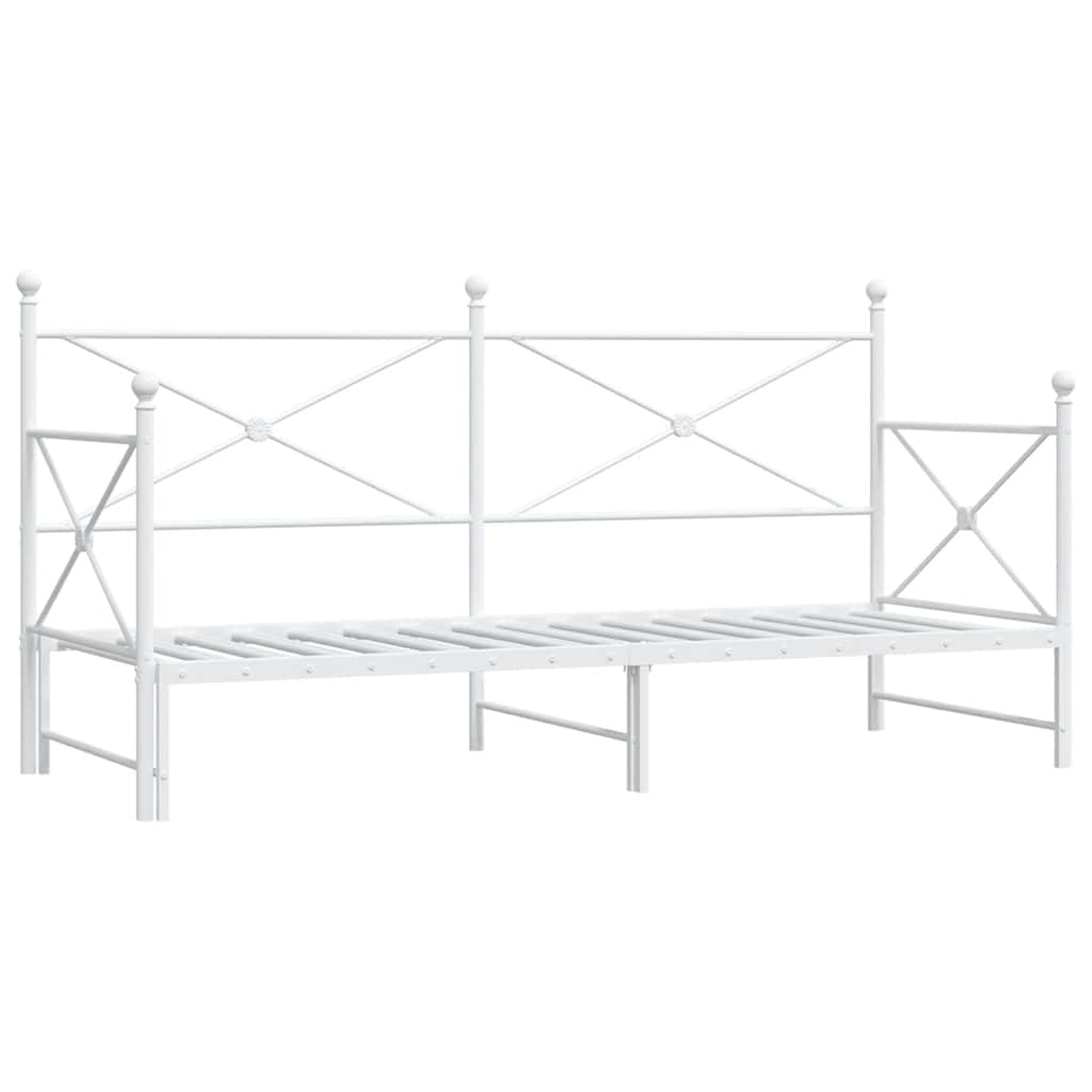 White Steel Daybed with Trundle 90x200 cm - No Mattress Included