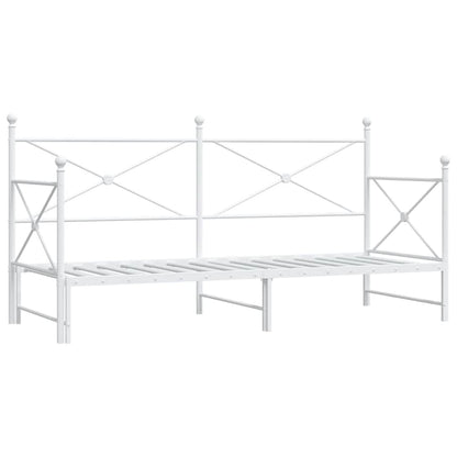 White Steel Daybed with Trundle 90x200 cm - No Mattress Included