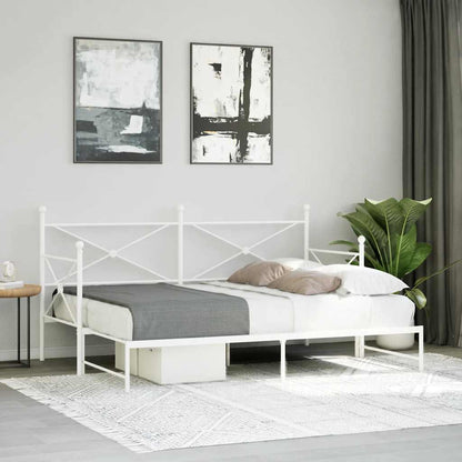 White Steel Daybed with Trundle 90x200 cm - No Mattress Included