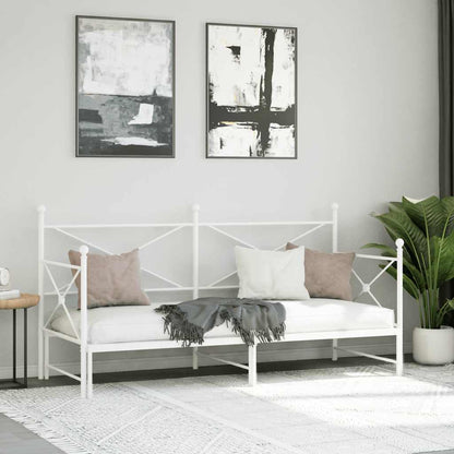 White Steel Daybed with Trundle 90x200 cm - No Mattress Included