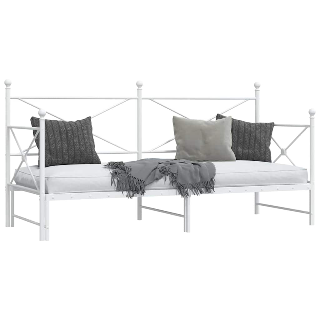 White Steel Daybed with Trundle 90x200 cm - No Mattress Included