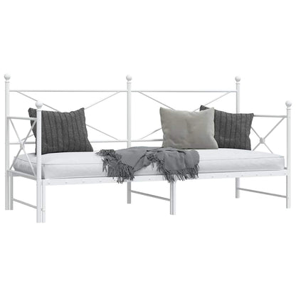 White Steel Daybed with Trundle 90x200 cm - No Mattress Included